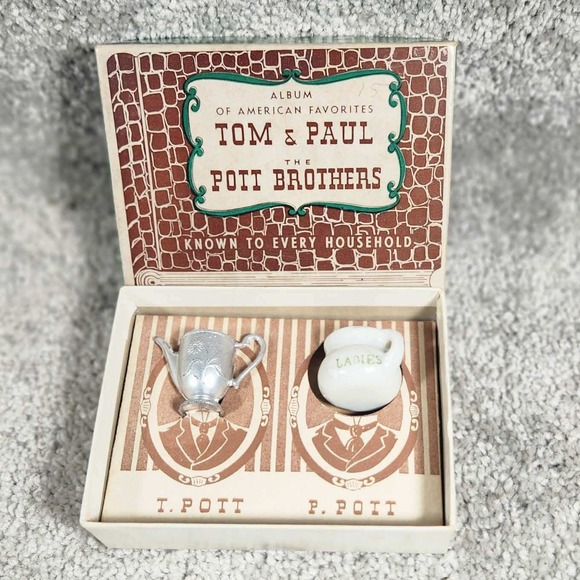 Tom & Paul The Pott Brothers Other - Tom & Paul The Pott Brothers Miniature Teapot & Chamber Pot‎ Set Vintage Novelty